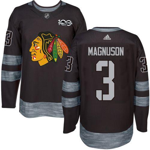 Adidas Blackhawks #3 Keith Magnuson Black 1917-100th Anniversary Stitched NHL Jersey
